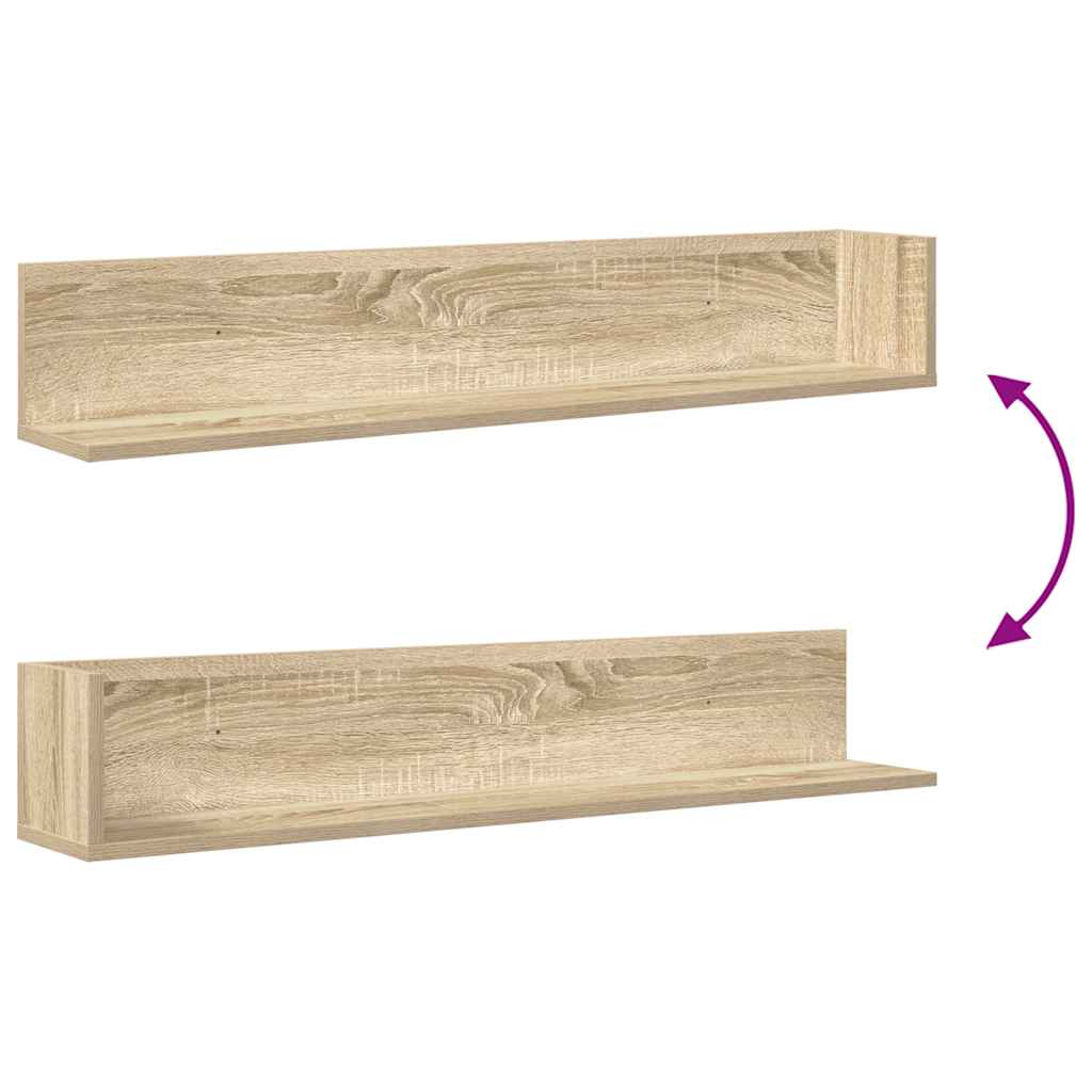 Mensole Parete 2pz Rovere Sonoma 100x16,5x16,5 cm in Truciolato | homemem39
