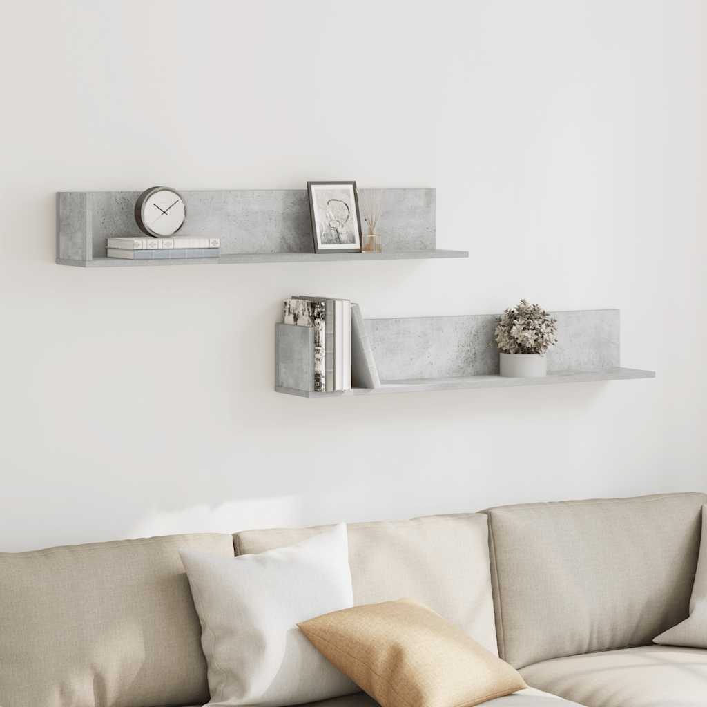 Mensole a Muro 2pz Grigio Cemento 100x16,5x16,5cm in Truciolato | homemem39