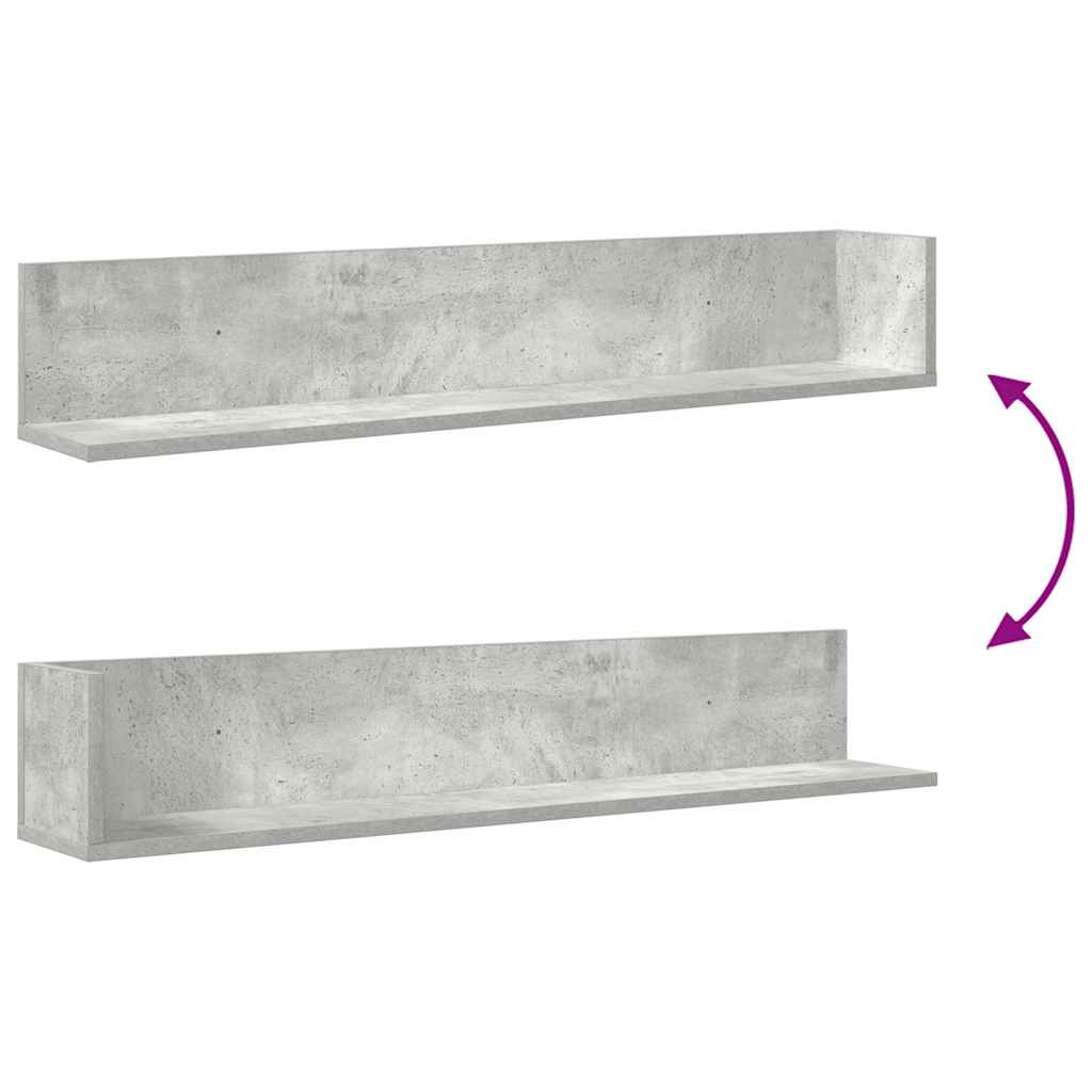 Mensole a Muro 2pz Grigio Cemento 100x16,5x16,5cm in Truciolato | homemem39