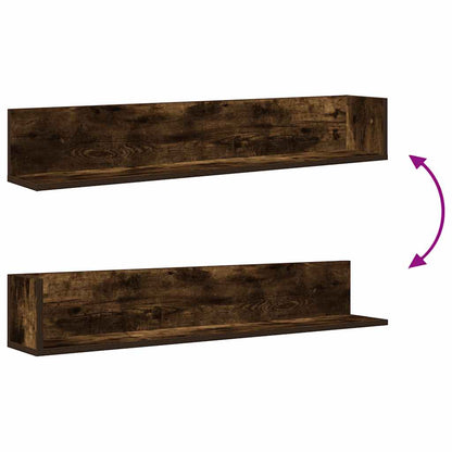 Mensole Parete 2pz Rovere Fumo 100x16,5x16,5 cm in Truciolato | homemem39