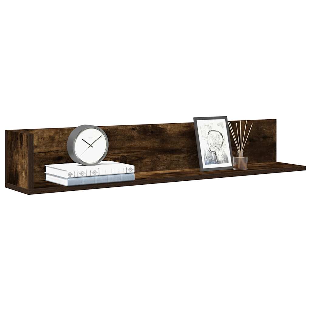 Mensole Parete 2pz Rovere Fumo 100x16,5x16,5 cm in Truciolato | homemem39