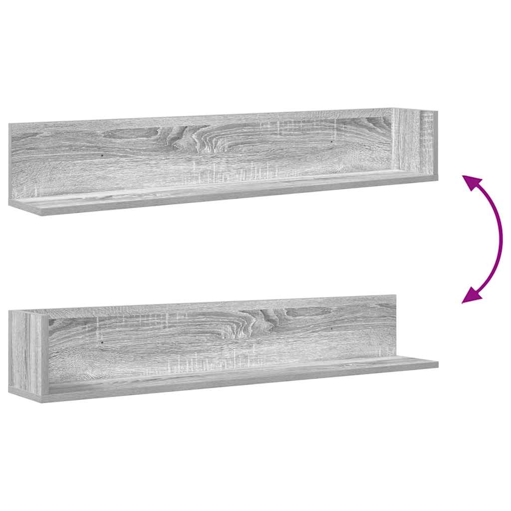 Mensole Parete 2pz Grigio Sonoma 100x16,5x16,5 cm in Truciolato | homemem39