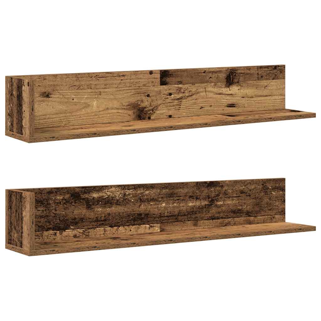 Mensole da Parete 2pz Legno Vecchio 100x16,5x16,5 cm Truciolato | homemem39