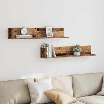 Mensole da Parete 2pz Legno Vecchio 100x16,5x16,5 cm Truciolato | homemem39
