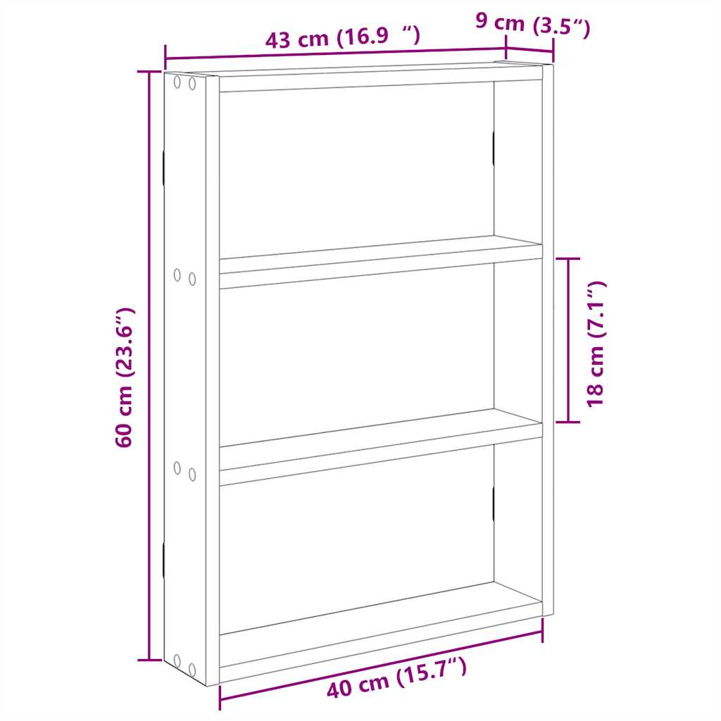 Scaffale a Parete Bianco 43x9x60 cm in Legno Multistrato | homemem39