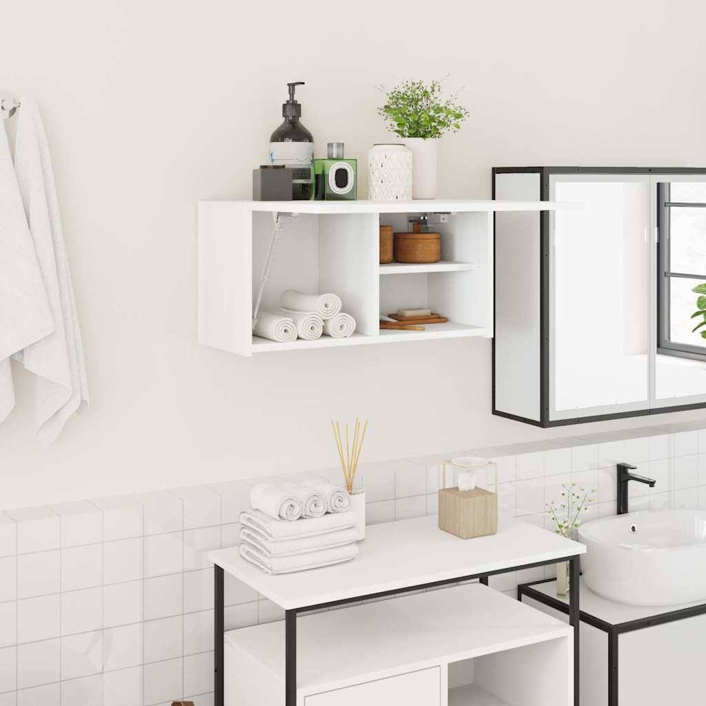 Mobile da Bagno a Parete Bianco 60x25x30cm in Legno Multistrato