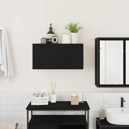 Mobile da Bagno a Parete Nero 60x25x30 cm in Legno Multistrato | homemem39