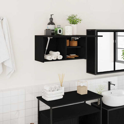 Mobile da Bagno a Parete Nero 60x25x30 cm in Legno Multistrato | homemem39