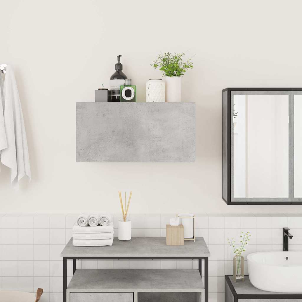 Armadietto da Bagno Grigio Cemento 60x25x30 cm in Truciolato