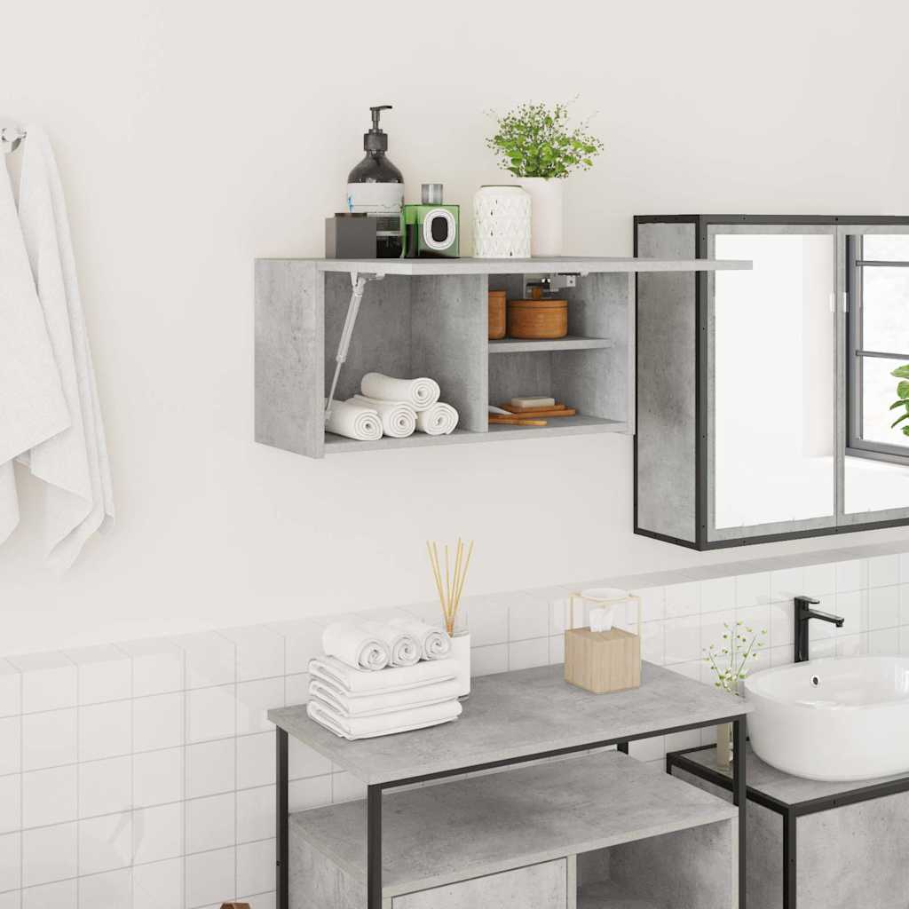 Armadietto da Bagno Grigio Cemento 60x25x30 cm in Truciolato