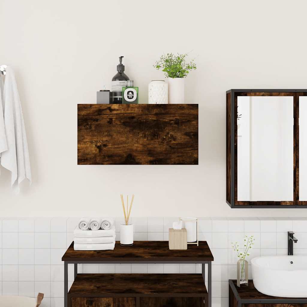 Armadietto Bagno Rovere Fumo 60x25x30 cm in Legno Multistrato