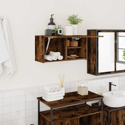 Armadietto Bagno Rovere Fumo 60x25x30 cm in Legno Multistrato