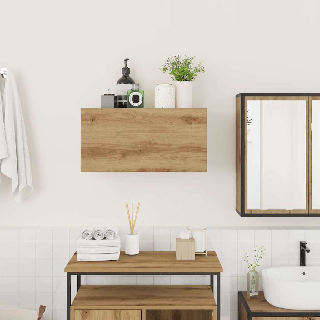 Mobiletto da Bagno Rovere Artigianale 60x25x30 cm Truciolato | homemem39