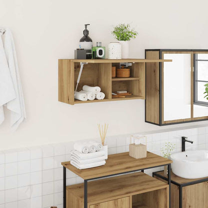 Mobiletto da Bagno Rovere Artigianale 60x25x30 cm Truciolato | homemem39