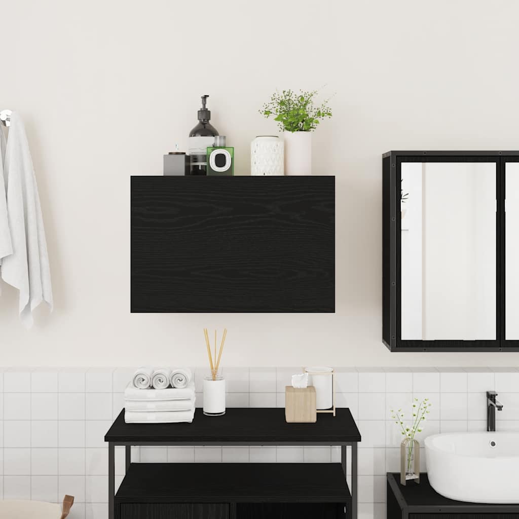 Mobile da Bagno a Parete Nero 60x25x40 cm in Legno Multistrato