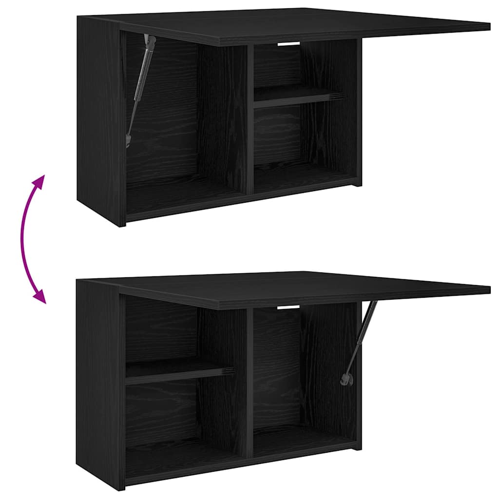 Mobile da Bagno a Parete Nero 60x25x40 cm in Legno Multistrato