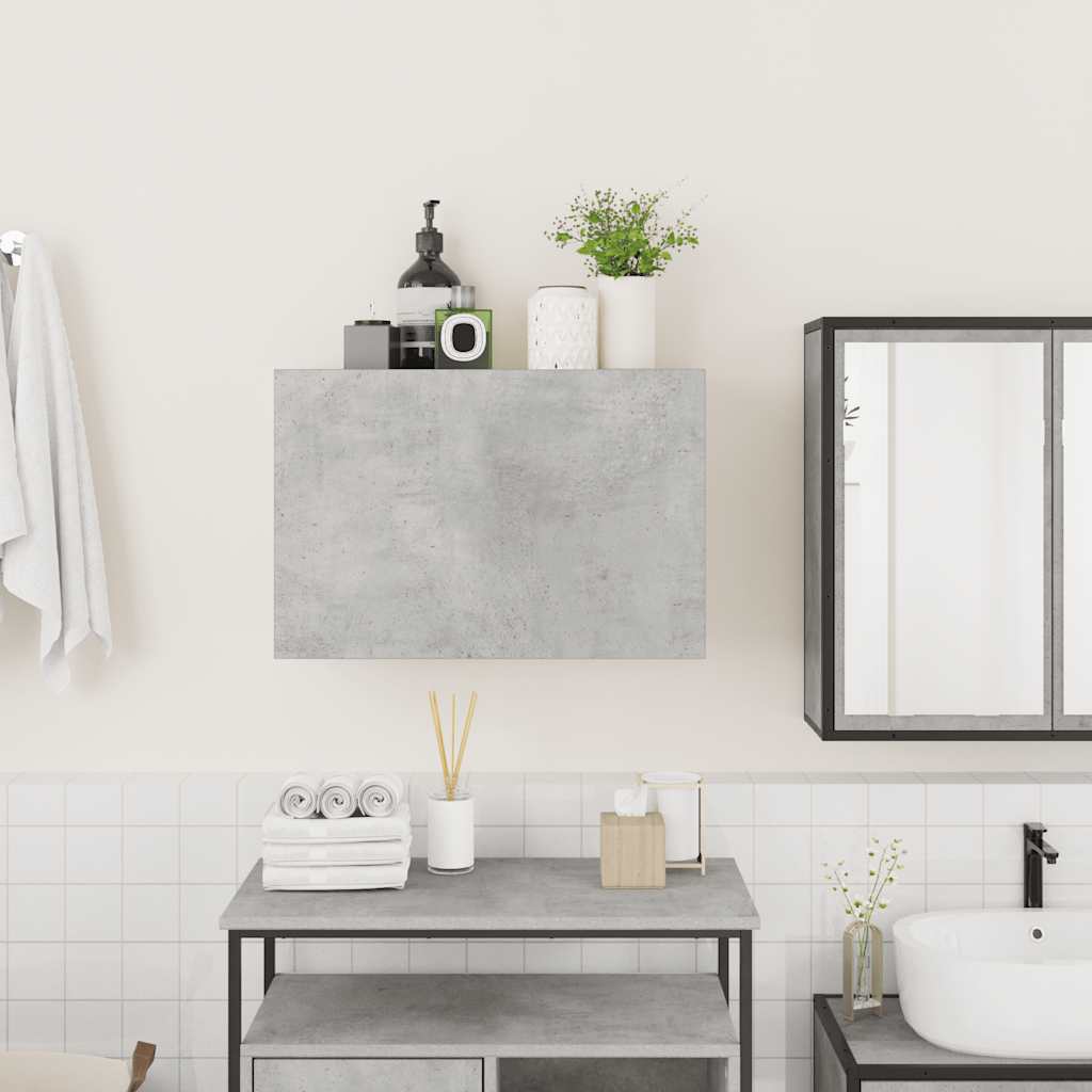 Armadietto da Bagno Grigio Cemento 60x25x40 cm in Truciolato