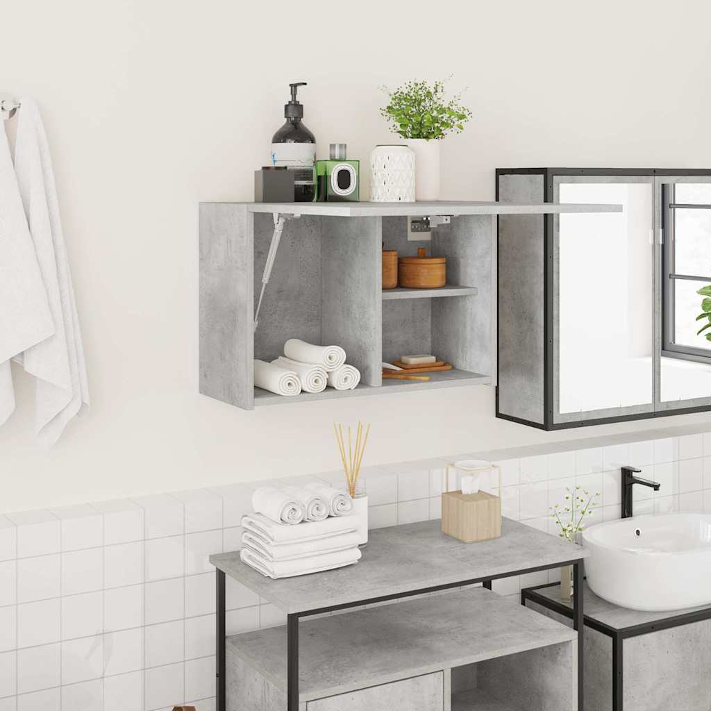Armadietto da Bagno Grigio Cemento 60x25x40 cm in Truciolato
