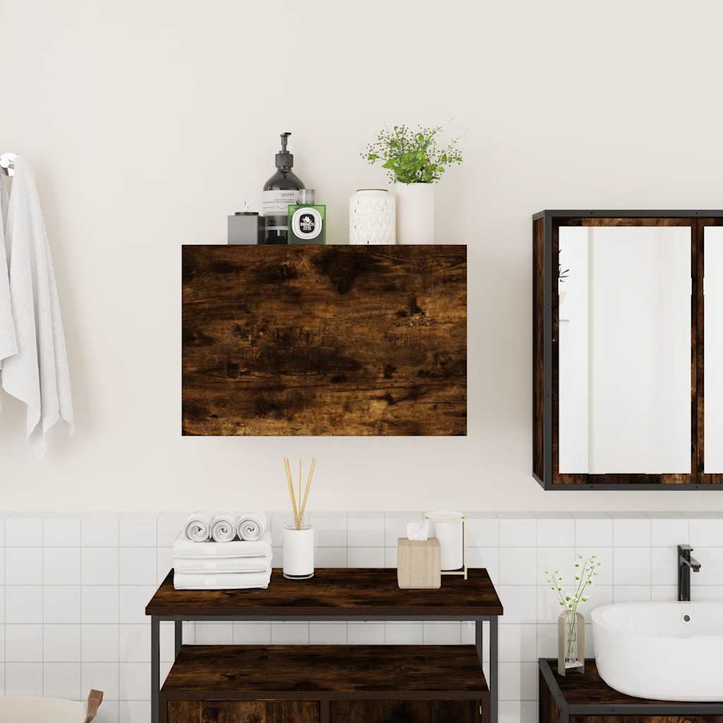 Armadietto Bagno Rovere Fumo 60x25x40 cm in Legno Multistrato