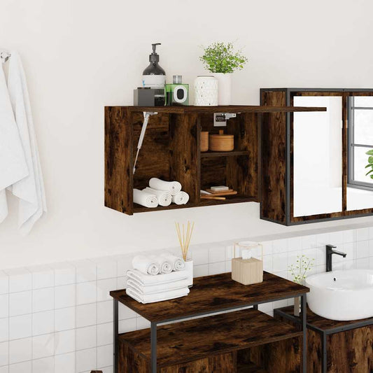 Armadietto Bagno Rovere Fumo 60x25x40 cm in Legno Multistrato