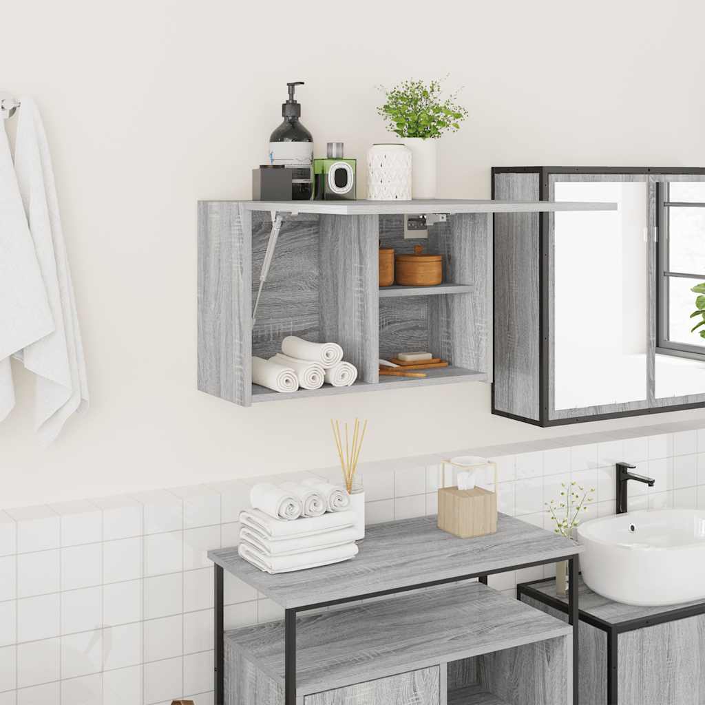 Mobile da Bagno Grigio Sonoma 60x25x40 cm in Legno Multistrato