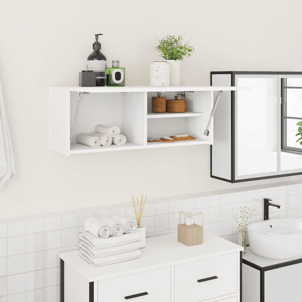 Mobile da Bagno a Parete Bianco 80x25x30cm in Legno Multistrato