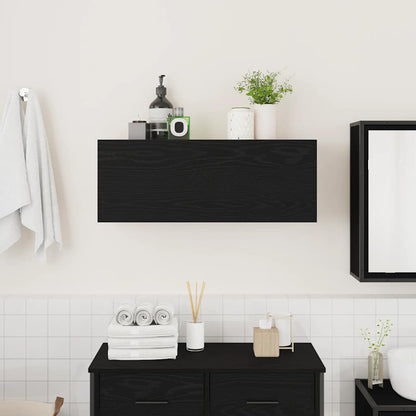 Mobile da Bagno a Parete Nero 80x25x30 cm in Legno Multistrato