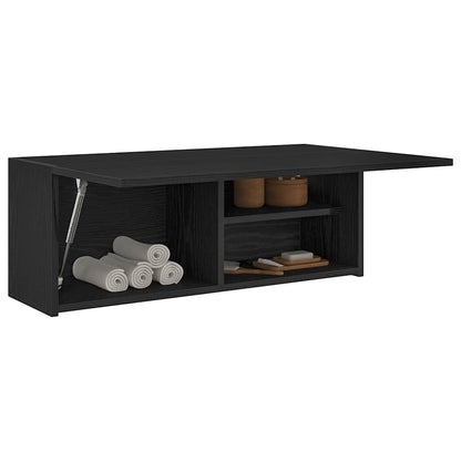 Mobile da Bagno a Parete Nero 80x25x30 cm in Legno Multistrato