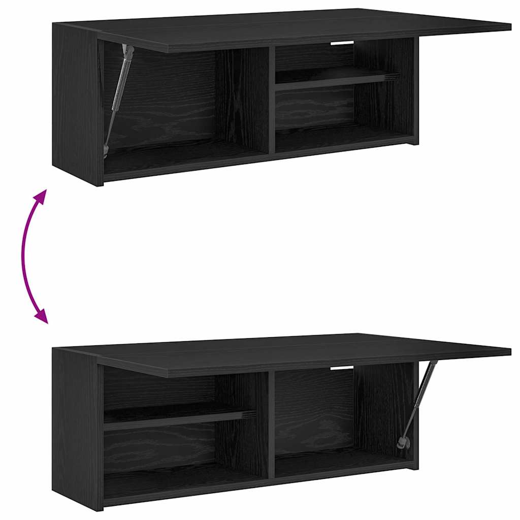 Mobile da Bagno a Parete Nero 80x25x30 cm in Legno Multistrato