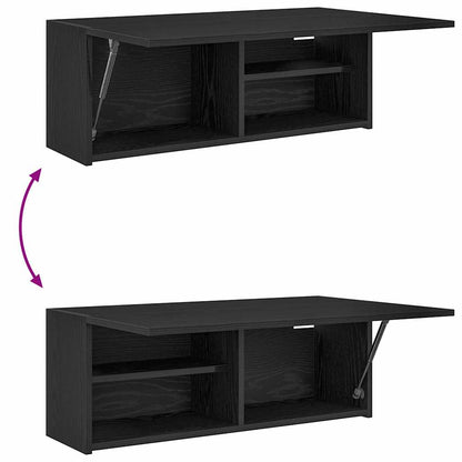 Mobile da Bagno a Parete Nero 80x25x30 cm in Legno Multistrato