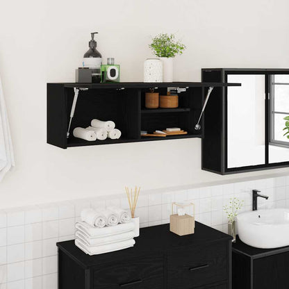 Mobile da Bagno a Parete Nero 80x25x30 cm in Legno Multistrato