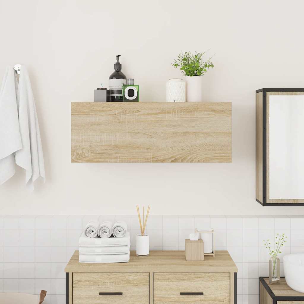 Mobile da Bagno Rovere Sonoma 80x25x30 cm in Legno Multistrato