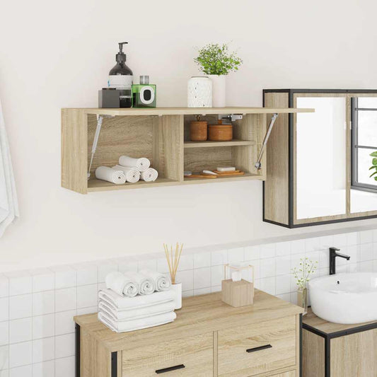 Mobile da Bagno Rovere Sonoma 80x25x30 cm in Legno Multistrato