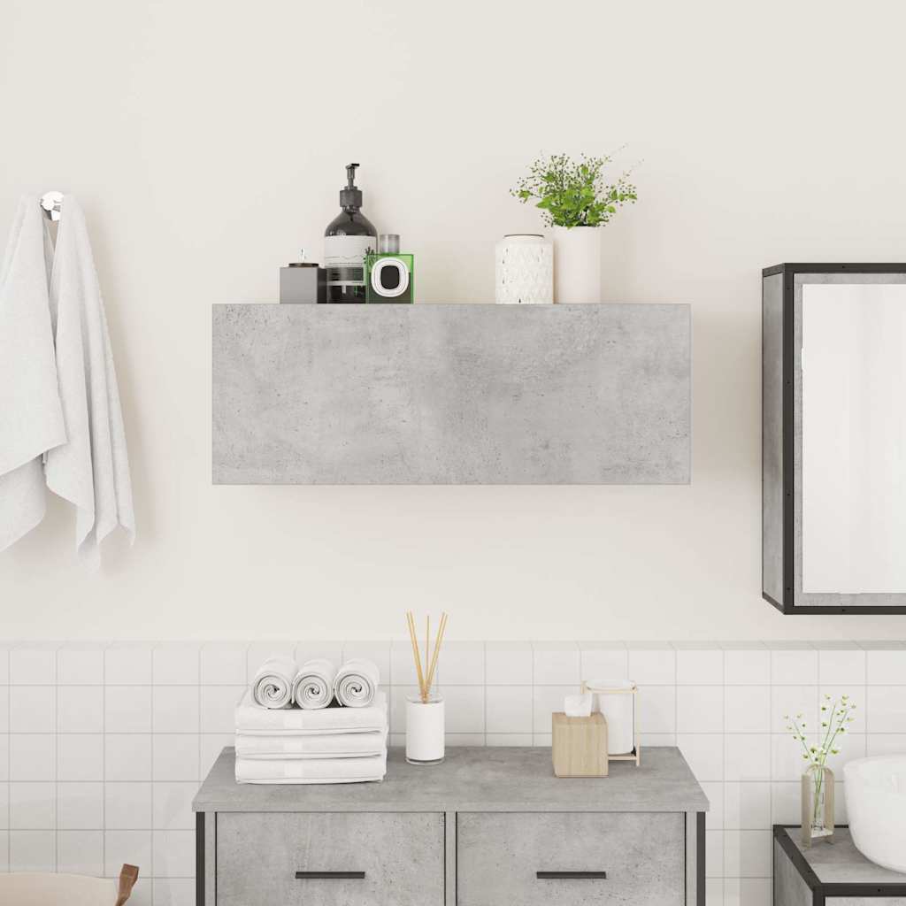 Armadietto da Bagno Grigio Cemento 80x25x30 cm in Truciolato