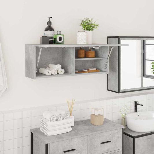 Armadietto da Bagno Grigio Cemento 80x25x30 cm in Truciolato | homemem39