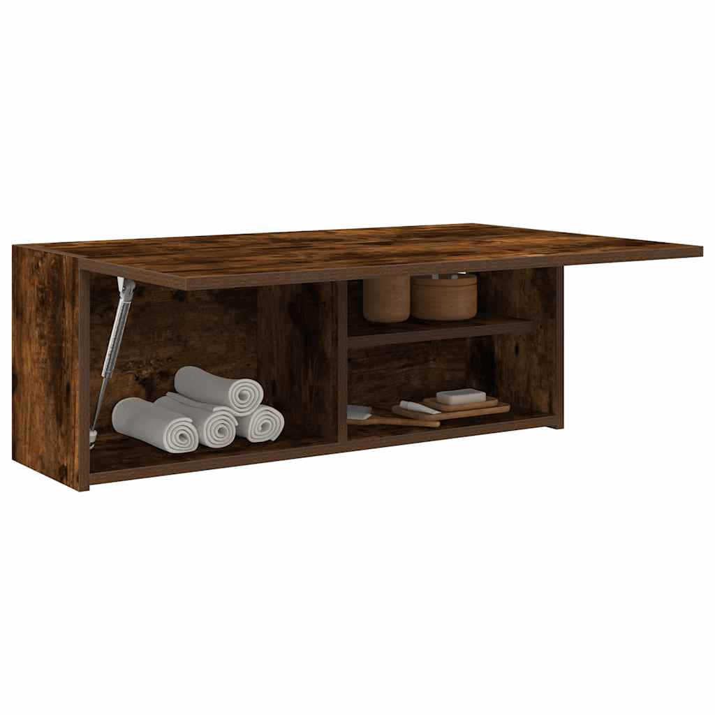 Armadietto Bagno Rovere Fumo 80x25x30 cm in Legno Multistrato