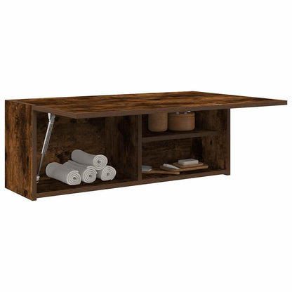 Armadietto Bagno Rovere Fumo 80x25x30 cm in Legno Multistrato