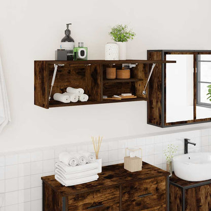 Armadietto Bagno Rovere Fumo 80x25x30 cm in Legno Multistrato