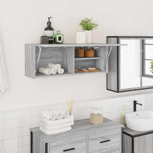 Mobile da Bagno Grigio Sonoma 80x25x30 cm in Legno Multistrato