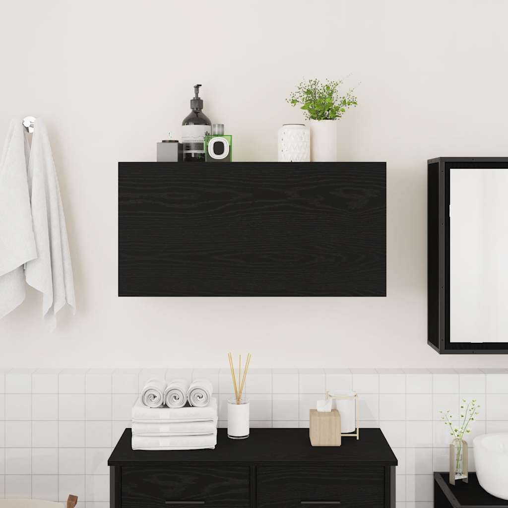 Mobile da Bagno a Parete Nero 80x25x40 cm in Truciolato