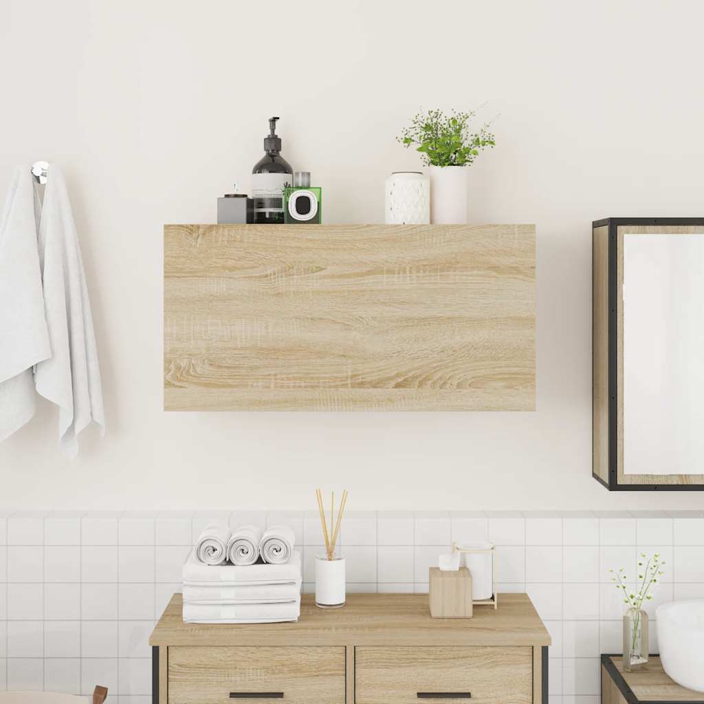 Mobile da Bagno a Parete Rovere Sonoma 80x25x40 cm Truciolato