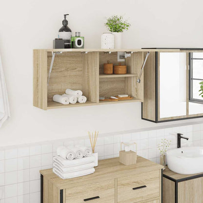Mobile da Bagno a Parete Rovere Sonoma 80x25x40 cm Truciolato