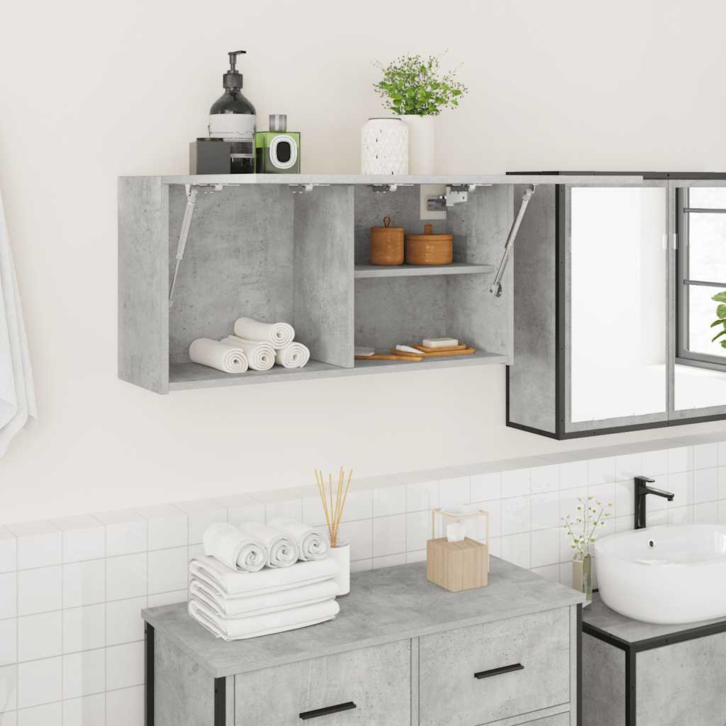 Mobile da Bagno a Parete Grigio Cemento 80x25x40 cm Truciolato