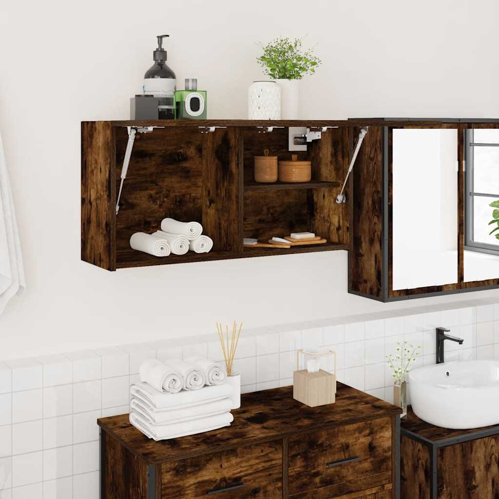 Mobile da Bagno a Parete Rovere Fumo 80x25x40 cm in Truciolato