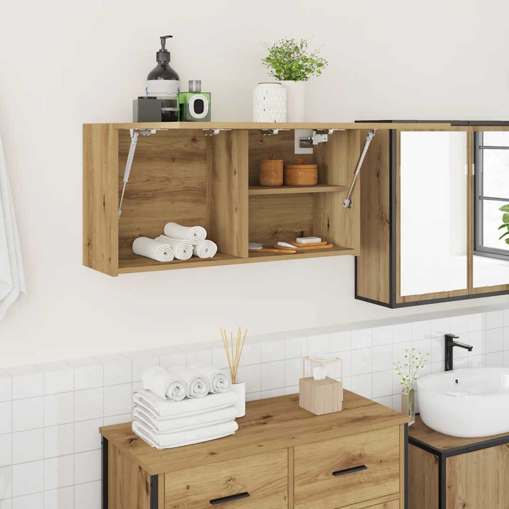 Mobiletto da Bagno Rovere Artigianale 80x25x40 cm in Truciolato | homemem39