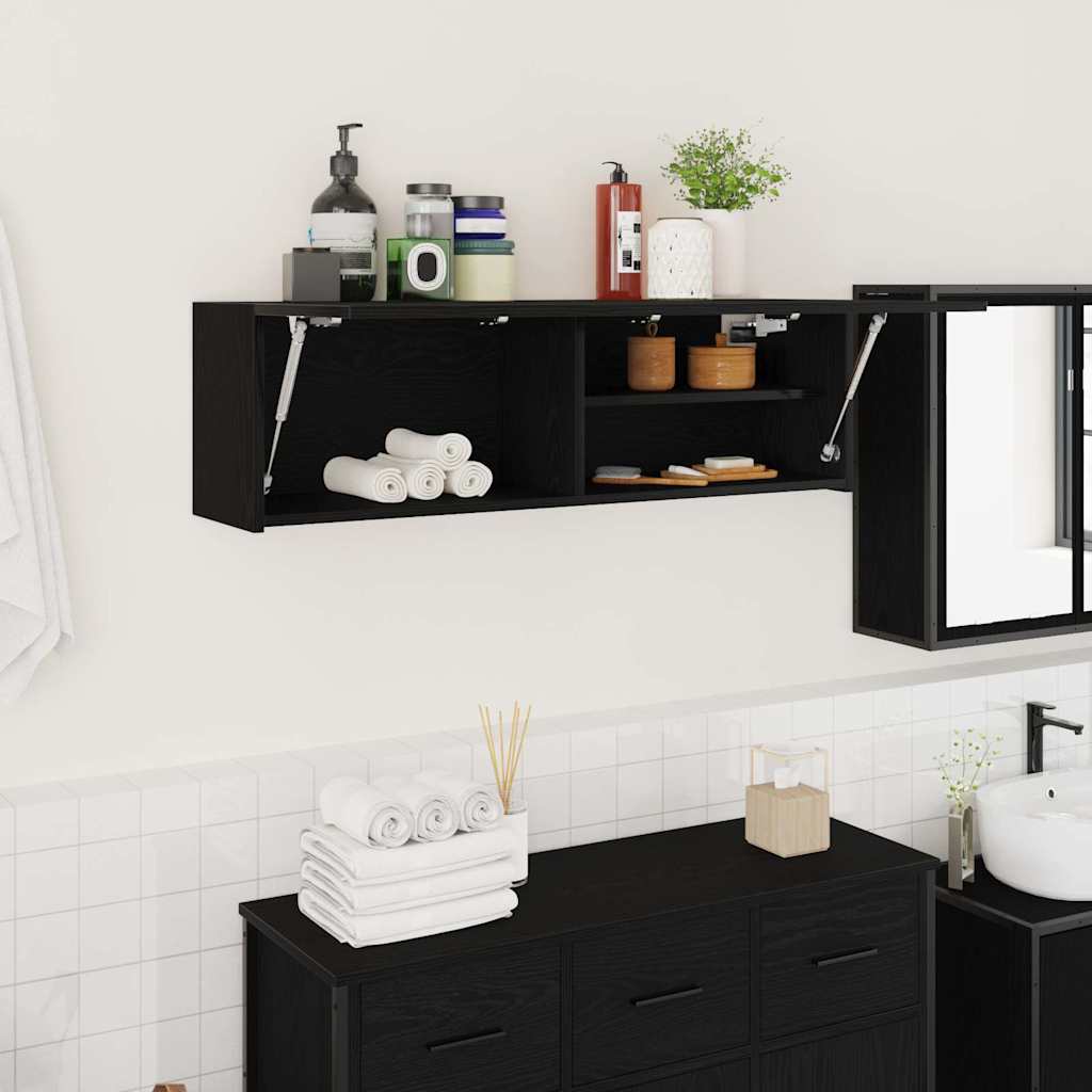 Mobile da Bagno a Parete Nero 100x25x30 cm in Truciolato
