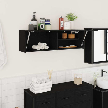Mobile da Bagno a Parete Nero 100x25x30 cm in Truciolato