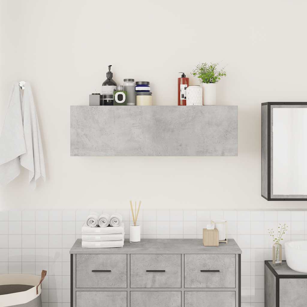 Armadietto da Bagno Grigio Cemento 100x25x30 cm in Truciolato