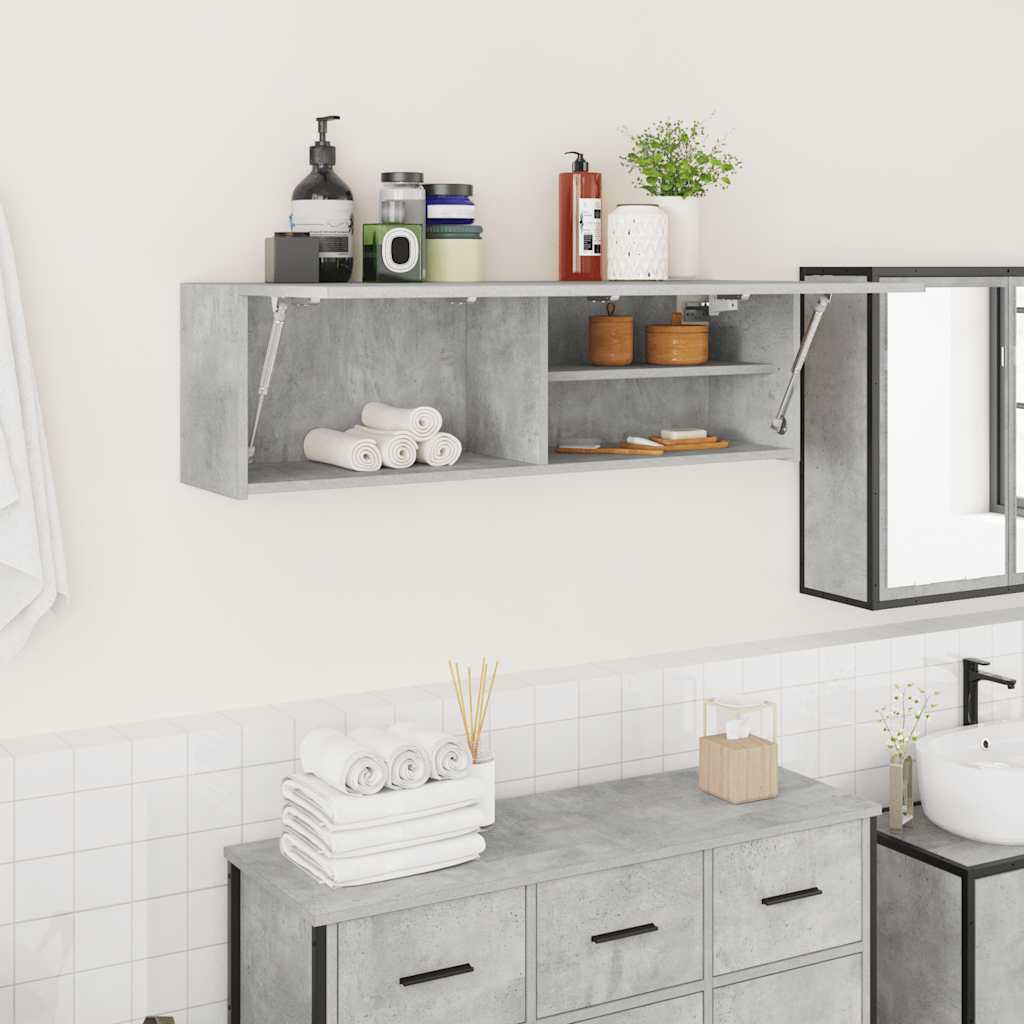Armadietto da Bagno Grigio Cemento 100x25x30 cm in Truciolato