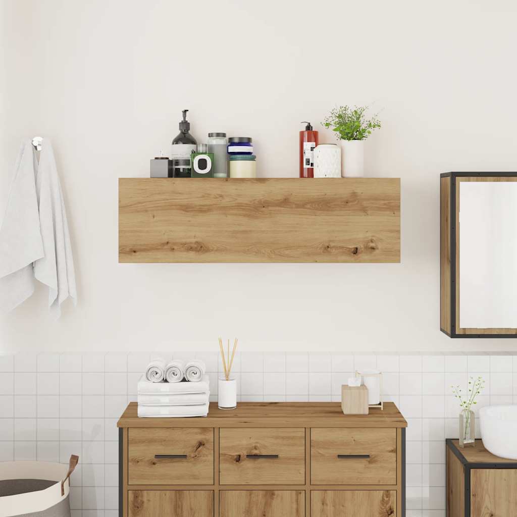 Mobiletto da Bagno Rovere Artigianale 100x25x30 cm Truciolato | homemem39